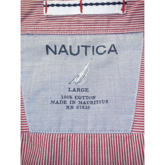Nautica Men's Red/White Casual Button Down Shirt Size Large - Picture 3 of 4